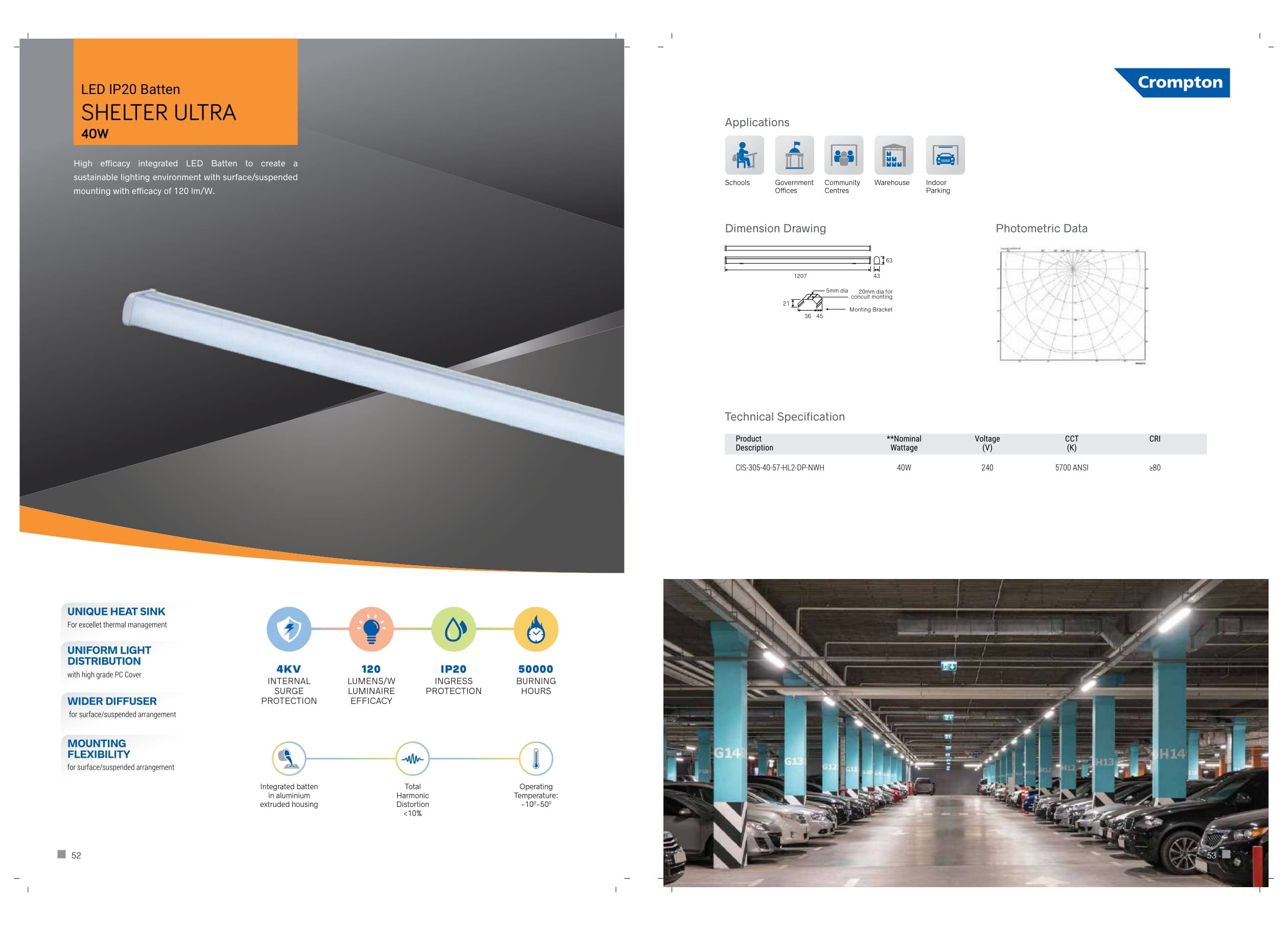 Led IP20 Batten Shelter ultra